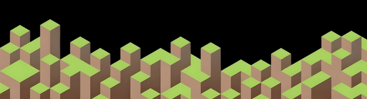 Minecraft landscape terrain with buildings and structures