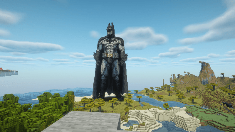 Batman statue built in Minecraft